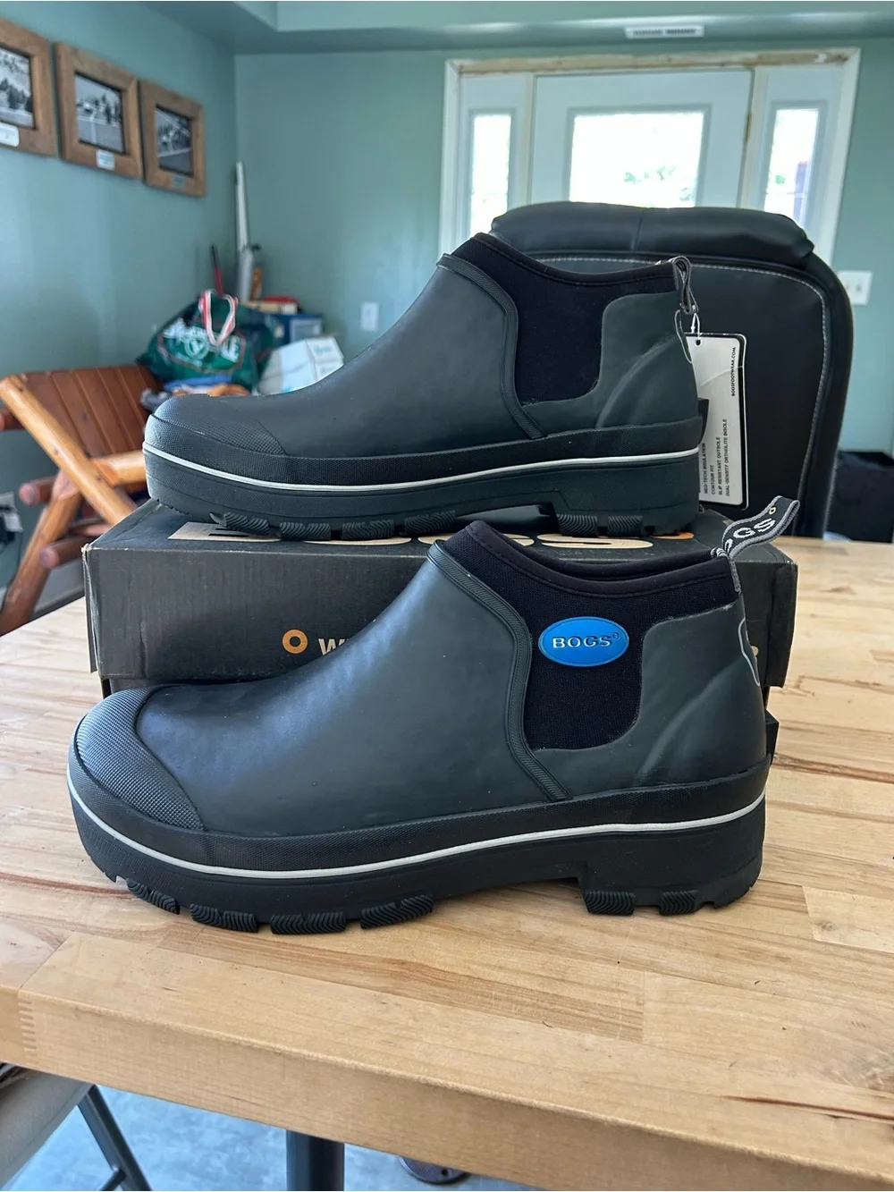 Bogs Men's Black Slip-On Waterproof Ankle Boots